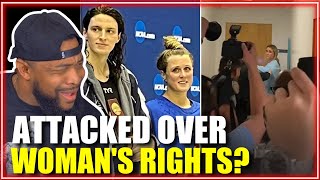 Riley Gaines AMBUSHED By Trans Activists At SAVE Womens Sports Event [upl. by Ielhsa]