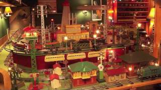 GLENNS PRE WAR TINPLATE TOY TRAIN LAYOUT [upl. by Novelia]