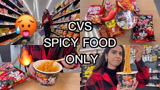 🇰🇷CVS RED SPICY FOOD CHALLENGE ONLY 🥵🌶️ clothes shopping in Downtown  street food🛍️ [upl. by Ijar663]