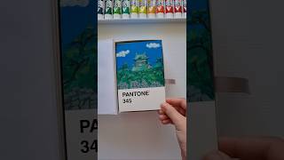 Osaka Castle 💚 Pantone Card Painting Challenge Day 91100 [upl. by Karlise]