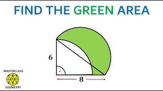 green shaded area  area quarter circle  semicircle  geometry olympiad  Masterclass Geometry [upl. by Ahrens]