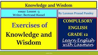 Knowledge and Wisdom exercise essay in compulsory English class 12 [upl. by Wilton725]