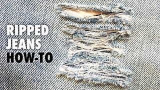 DIY Ripped Jeans  Distressed Denim  How To tutorial [upl. by Monagan]