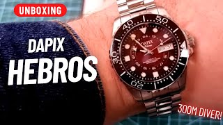 UNBOXING DAPIX HEBROS 41MM AUTO 300M DIVER SHES A BEAUTY [upl. by Hutner]