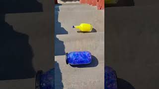 Blue🔵 vs Yellow🟡 breaking glass bottles  Crushing Crunchy amp Soft things shorts asmr satisfying [upl. by Paxton]