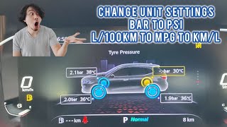 How to change unit settings in MG HS TPMS from bar to psi and L100km to mpg [upl. by Jo-Ann]