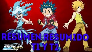 resumen resumido 2 T1 y T2 de beyblade burst [upl. by Erleena]