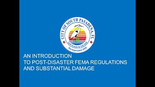 October 25 2024 An Introduction to PostDisaster FEMA Regulations amp Substantial Damage [upl. by Evadnee]