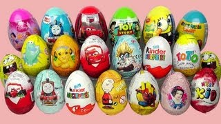 21 Surprise Eggs Kinder Surprise Cars 2 Spongebob Thomas Zaini Surprise [upl. by Zysk]