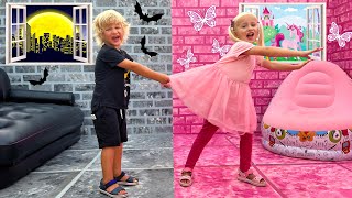 Pink vs Black Challenge  more Kids Songs by Katya and Dima [upl. by Abe]