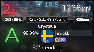 105⭐ mrekk  DJ TOTTO  Crystalia Xenok Sakakis Extreme HDDT 9899  1238pp 2❌  osu [upl. by Aihsenot]