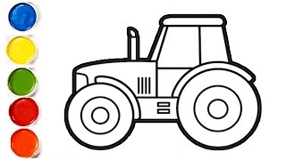 Draw A Tractor Beautiful Tractor Drawing Painting And Colouring For kids Educational Video [upl. by Haronid984]