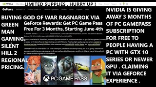 3 Months of PC Gamepass Subscription FREE for Nvidia GPU Owners  Buying God of War Ragnarok via GMG [upl. by Wurtz]