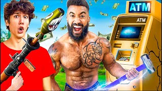 WORLDS STRONGEST MAN vs 100000 GOLDEN ATM [upl. by Adner]