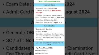 UPSC CDS 2 Online Form 2024 last date cds upsc [upl. by Fleur]