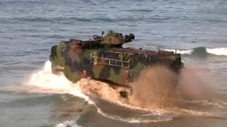 Amphibious Assault Vehicle AAV7A1 Training on Beach [upl. by Bennett]