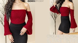 Crochet Bell Sleeve Tube Top  Pattern amp Tutorial DIY [upl. by Javler]