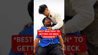 BEST REACTION TO GETTING HIS NECK CRACKED😱 neckpain Chiropractic Trending Short [upl. by Ffoeg]