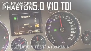 VW Phaeton 50 V10 TDI  0100 kmh acceleration test [upl. by Summons]