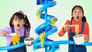 Ellie amp Andrea Makes Rainbow Magic Noodles for Charlotte Teamwork Adventures [upl. by Josias]