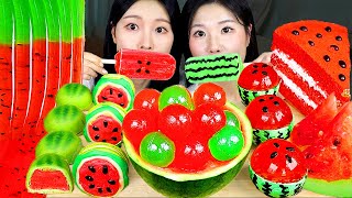 ASMR MUKBANG 수박 디저트 아이스크림 탕후루 마카롱 젤리 먹방 amp 레시피 WATERMELON DESSERT ICE CREAM MACARONS EATING [upl. by Leasim]