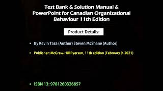 Test Bank amp Solution Manual amp PowerPoint for Canadian Organizational Behaviour 11th Edition [upl. by Werd533]