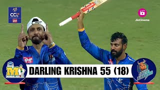 Aggressive Batting By Darling Krishna Against Mumbai Heroes With 15 Balls 50  CCL2024 [upl. by Atiras]