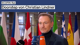 DezemberTreffen des ECOFINRats – Doorstep von Christian Lindner [upl. by Ashraf]