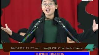 FILIPINO ORATION 2018 [upl. by Ahsilrae]