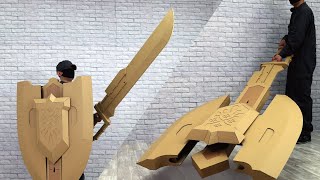 変形可能！チャージアックスをダンボールでつくってみた【MONSTER HUNTER】Charge Blade！Cardboard DIY [upl. by Scever]