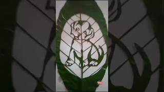 Artistic Leaf Craft 🍃 പട്ടിക്കുട്ടി 🐶 leafcarving craftivitycorner leafart art [upl. by Nirrat]