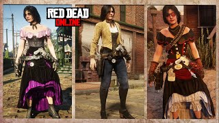 9 Beautiful Female Outfits in Red Dead Online  Casual and Combat Dresses [upl. by Haidadej96]