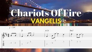 Chariots Of Fire  Vangelis  Fingerstyle Guitar Tutorial Tab [upl. by Amoakuh22]