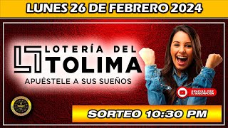 Resultado de LOTERIA DEL TOLIMA del LUNES 26 de febrero 2024 [upl. by Lilllie383]