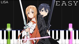 Sword Art Online OP 1  Crossing Field  LiSA  EASY Piano Tutorial [upl. by Pulchi707]