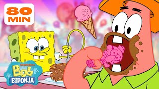 Bob Esponja  80 MINUTOS das Guloseimas mais Deliciosas do Fenda do Biquíni 🍦  Português [upl. by Naut]