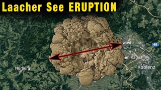 Laacher See 2D Animation  Größe der VEI 8 Eruption von oben [upl. by Melc]