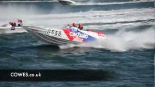 Powerboats blast from the startline Cowes Torquay Cowes Race 2011 [upl. by Berenice]