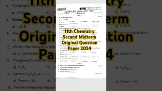 11th Chemistry Second Midterm Original Question Paper 2024 Most Important Question [upl. by Etnaihc]