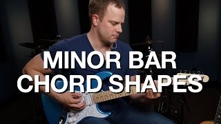 Minor Bar Chord Shapes  Rhythm Guitar Lesson 6 [upl. by Eward]