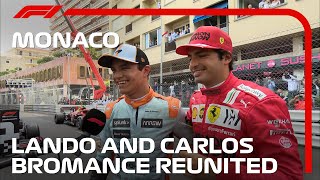 Sainz Gatecrashes Norriss Interview  2021 Monaco Grand Prix [upl. by Madda]