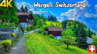 Wengen Switzerland walking tour 4K  The most beautiful Swiss villages  Charming village [upl. by Albertson684]