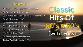 Classic Popular Music of 60s amp 70s with Lyrics Hits of All Time [upl. by Ahsiener]