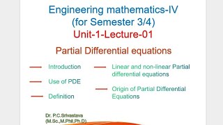 PARTIAL DIFFERENTIAL EQUATIONS  unit1lecture1  engineering mathematics IV aktu [upl. by Perce]