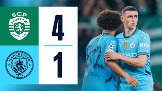 HIGHLIGHTS Sporting CP 41 Man City  Foden Gyorkeres hattrick amp Araujo goals [upl. by Dlareme]