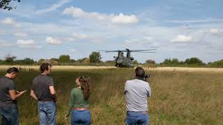 RAF Chinook landing and takeoff from field [upl. by Noed]