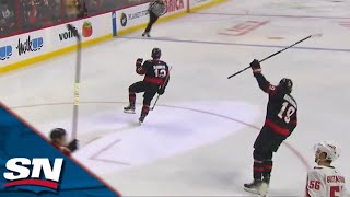 Senators Alex DeBrincat Reaches Out To Make Incredible Deflection For His 10th Goal [upl. by Asemaj]