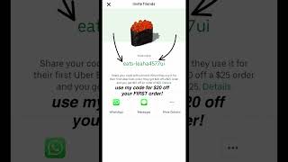 Use my code for 20 OFF your FIRST order UBER EATS PROMO CODE [upl. by Nwahsaj]