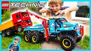 RC Lego Technic Tow Truck Towing Bruder Dump Truck  Lego Time Lapse Build [upl. by Tjon315]