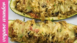 Gefüllte Zucchini vegan mit Quinoa  Vegane Wunder [upl. by Surtemed]